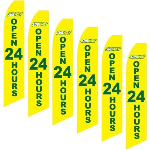 Swooper Flag 6 Pack Subway Open 24 Hours Yellow Green