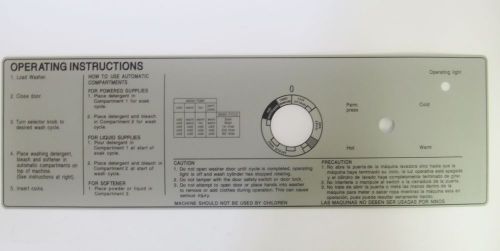 GEN 5 INSTRUCTION DECAL FOR WASCOMAT FRONT LOAD WASHER W75-W105-185 PART# 290101