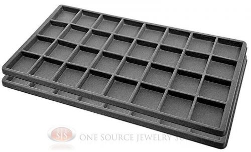 2 Gray Insert Tray Liners W/ 32 Compartments Drawer Organizer Jewelry Displays