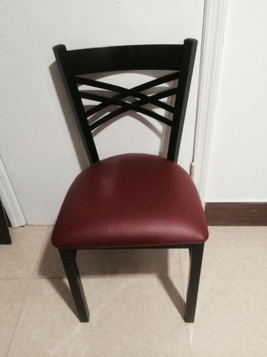 METAL X-BACK RESTAURANT CHAIR WITH BLACK SEAT