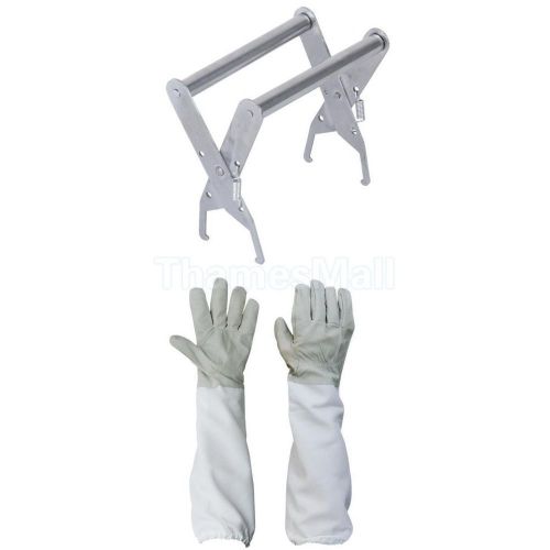 Beekeeping goatskin leather gloves + bee hive frame holder lifter capture grip for sale