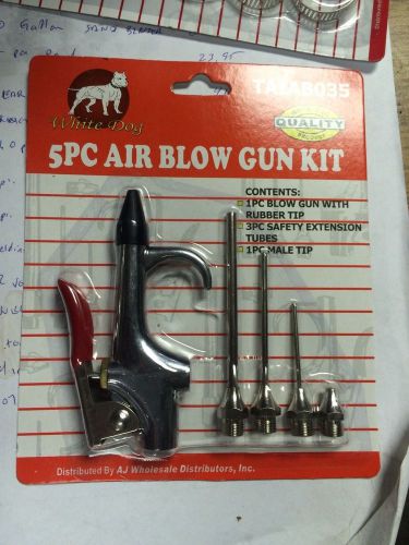5 pc Air Blow Gun Kit with Rubber Tip, For Compressor w/ Extension Tips