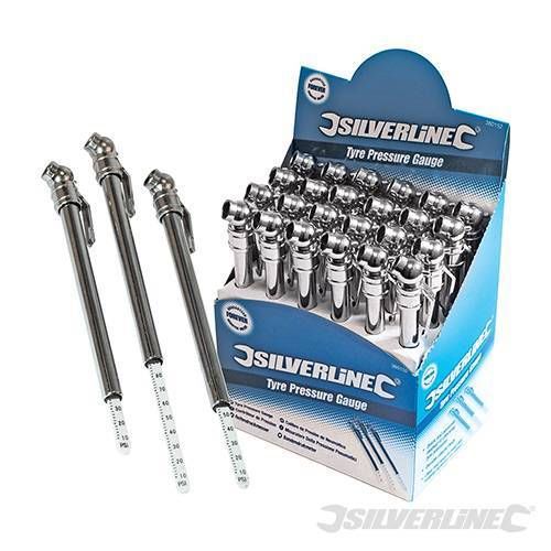 380152 silverline new tyre pressure guage 10-100 psi car bike cyle caravan qty 1 for sale