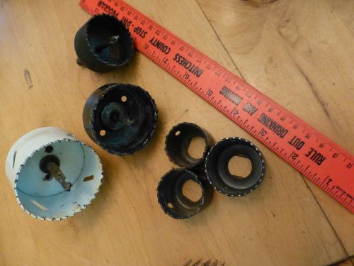 Lot of 6 Hole Saw Wood Cutter Blades 2 1/2&#034; 1 3/4&#034; sizes etc craftsman &amp; misc