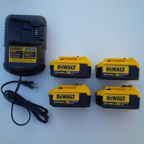 4 New Genuine Dewalt 20V DCB204 4.0 AH Li-ion Batteries,Charger F Drill,Saw,Volt
