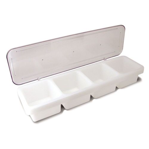 Condiment Holder Four Quart White Plastic with Clear lid