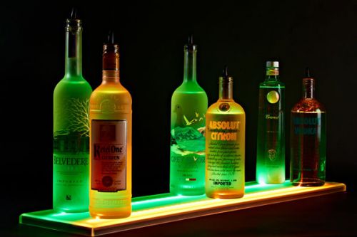 8&#039; LED Lighted Double Wide Liquor Shelves Bottle Display, 96&#034; bar shelves
