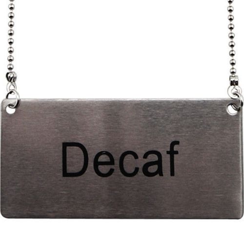 Stainless Steel Hanging Chain Decaf Sign - Coffee Shop Urn Display Label - Metal