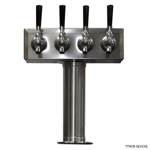 Glycol Ready T Towers - Stainless Steel - 4 Faucet - Draft Beer - Commercial Bar