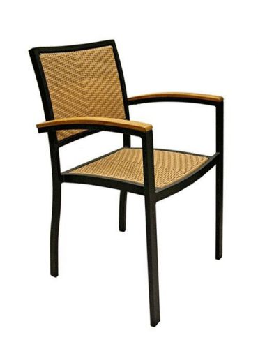 New florida seating commercial outdoor restaurant aluminum pe weave chair w/ arm for sale