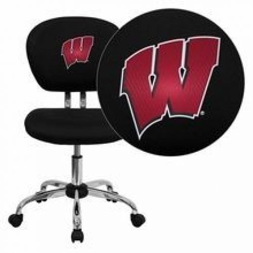 Flash Furniture H-2376-F-BK-40033-EMB-GG Wisconsin Badgers Embroidered Black Mes