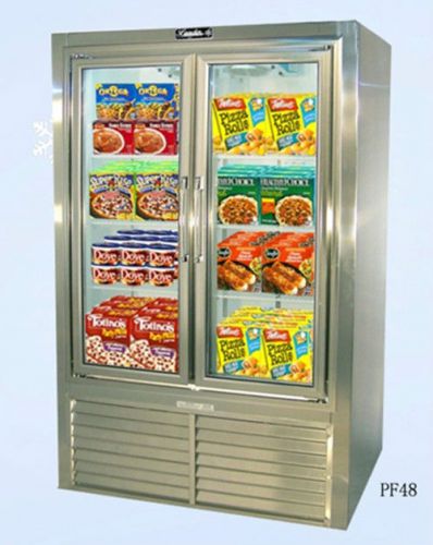 Leader 48&#034; 2 swinging glass doors commercial reach in freezer model pf48 for sale