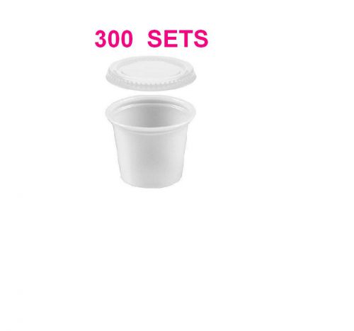 2 Oz Jello/Souffle Cups/Plastic Portion Cups/Plastic Cup/ 300 SETS with Lids