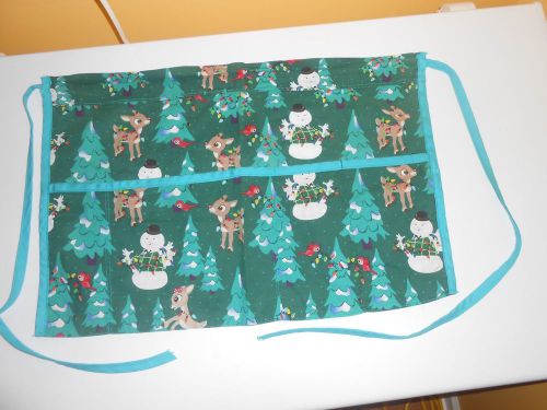 Waitress Apron Christmas handmade RUDOLPH 4 pockets free shipping
