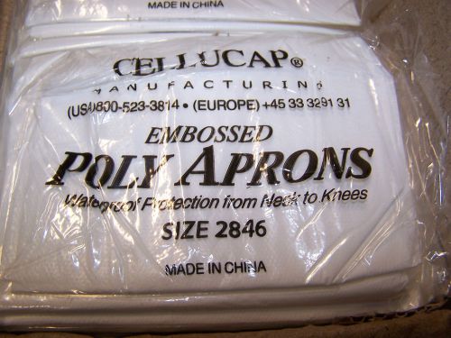 NEW CELLUCAP FULL-SIZE EMBOSSED POLY APRON TYPE 28&#034; X 46&#034; WATERPROOF BOX OF 100