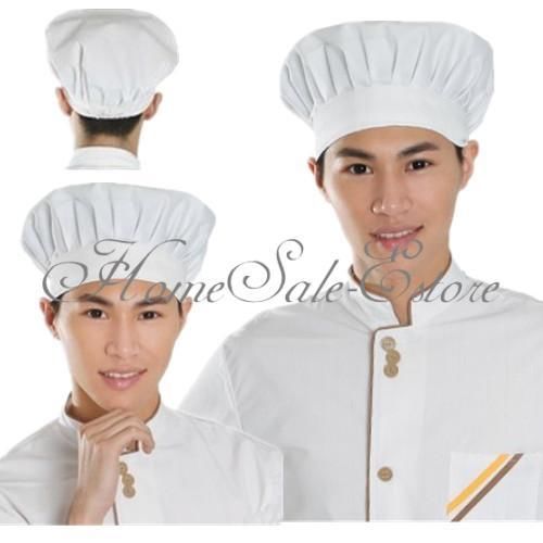 CHEF HAT ONE SIZE FIT ALL Elastic White Cap Cooking Baker Kitchen Restaurant