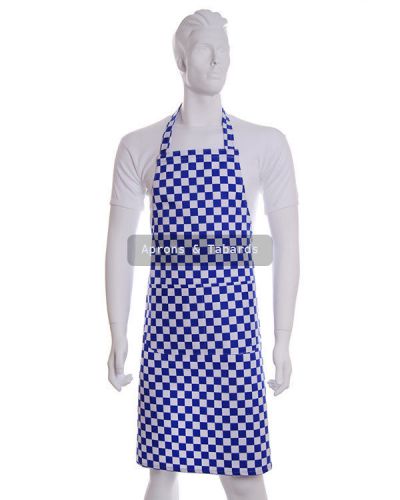 Men Women Ladies Check Barbeque Aprons 1 Size in Royal Blue/Black/Red/Green NEW