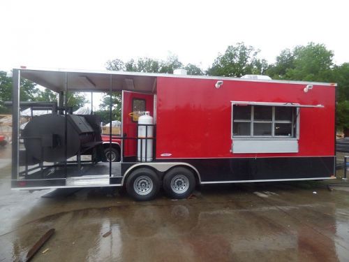 Bbq concession trailer 8.5&#039;x26&#039; red and black - custom smoker enclosed kitchen for sale