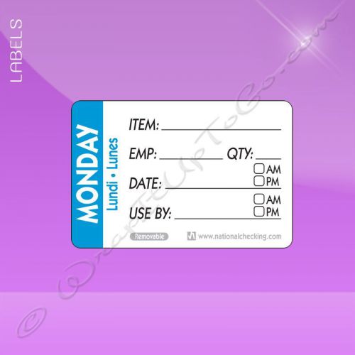 2 X 3 Trilingual Item/Date/Use By Removable Label – Monday