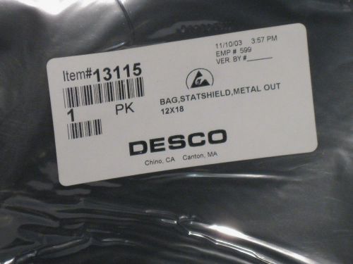 Desco 13115 antistatic bag statshield metal out 12&#034;x18&#034; 100 pack new for sale