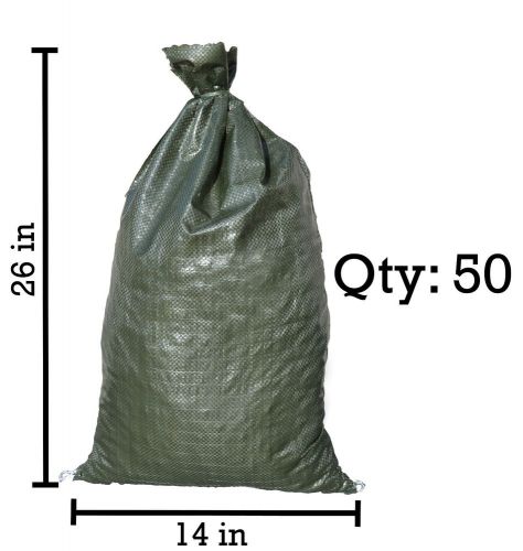Sandbaggy 50 Green Empty Sandbags For Sale 14x26 Sandbag Sand Bags Bag Poly