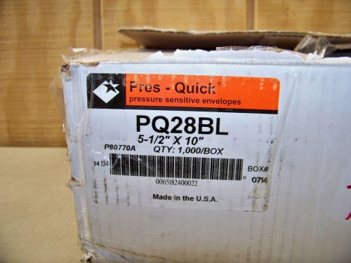 Box of 1000 Pres Quick PQ28BL Pressure Sensitive Envelopes 5 1/2&#034; x 10&#034; New