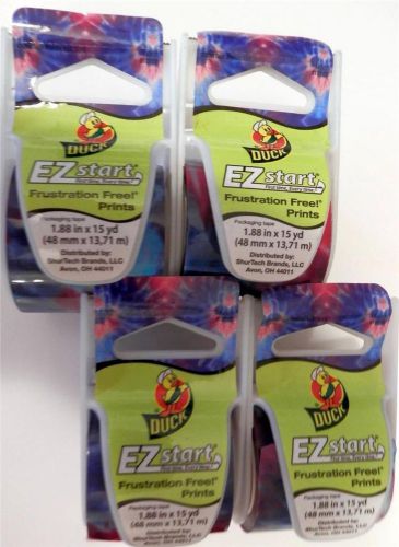 Set of 4 Duck EZ start Pattern Print Tie Dye Splatter Packaging Tape