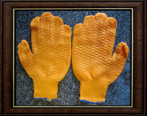 Lot of 3 pairs condor orange gloves acrylic/polyester pvc coating washable for sale