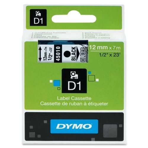 Label Dymo Black Print / Clear Tape 45010