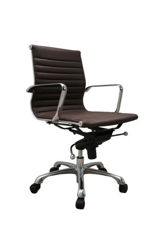 Comfy -Modern Low Back Office Chair Black, White or Brown Leather