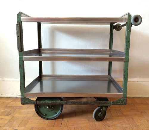 Vintage nutting industrial metal stainless steel warehouse kitchen rolling cart for sale