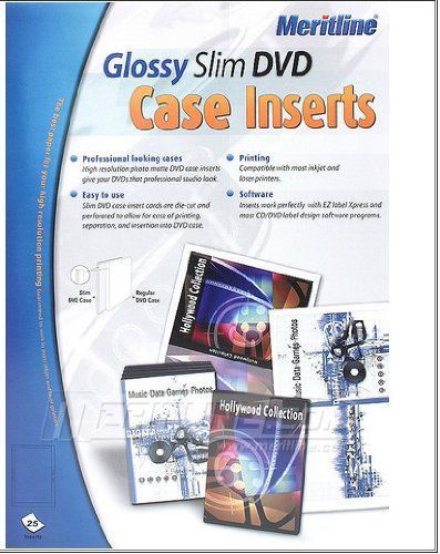 Meritline (Merax) Photo Glossy Slim DVD Case Inserts  25 Sheets