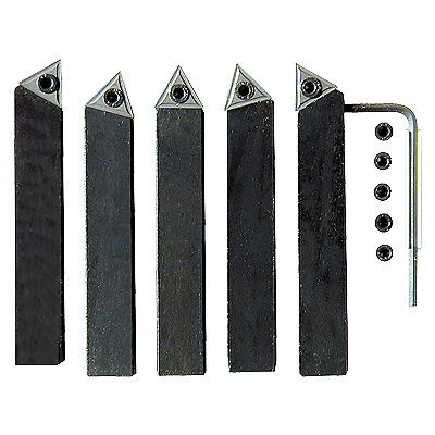 3/8 INCH 5 PIECE INDEXABLE CARBIDE TURNING TOOL SET (2003-0002)