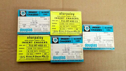 Sharpoloy &amp; Douglas 100 series Brass &amp; Steel 6/32 Thread chasers Qty 5 Sets