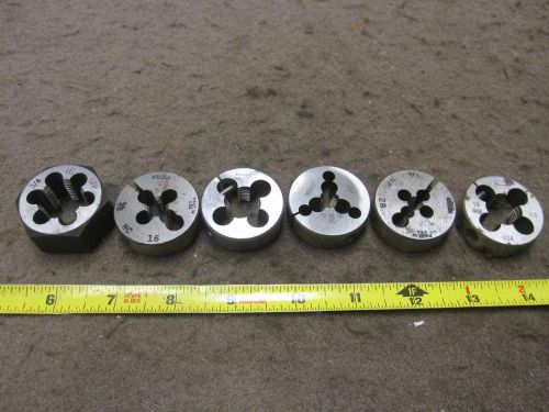 6 PC MIXED DIE LOT MORSE, HANSON, GTD, &amp; UNF CONSTRUCTION TOOLS USED VERY NICE