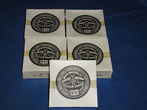 5 Boxes No 40, 500 circles Whatman Lab Filter Paper 9 cm. Original Seal Unopened