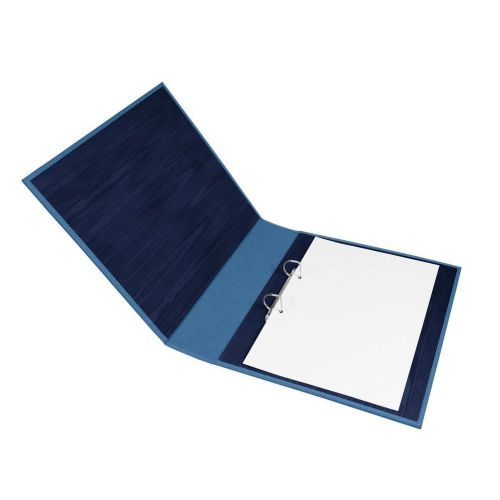 LUCRIN - A4 2 simple ring file - Granulated Cow Leather - Royal Blue