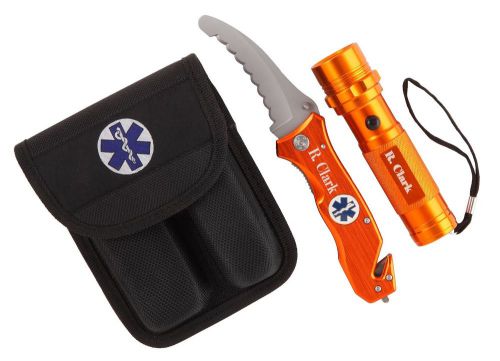 Personalized laser engraved ems knife &amp; flashlight combo set for sale
