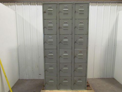 Penco 3-column 2-tier steel school gym locker 12x34x20&#034; compartments 36x72&#034; for sale