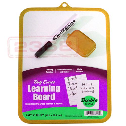 7.4” X 10.3” Dry Erase Learning Board Double Sided With Marker &amp; Eraser Yellow