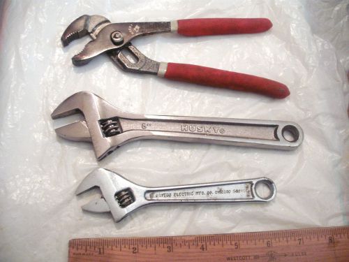 ajustable wrenches lot of  3 HUSKY &amp; chanelock one 6&#034; ELECTRIC. MFG. CHICAGO