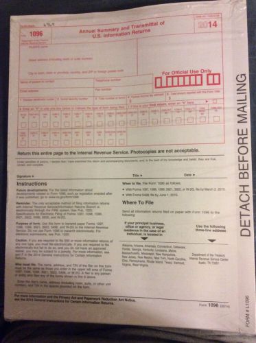 2014 - 1096 Annual Summary and Transmittal of U.S. Information Returns, 50 pack