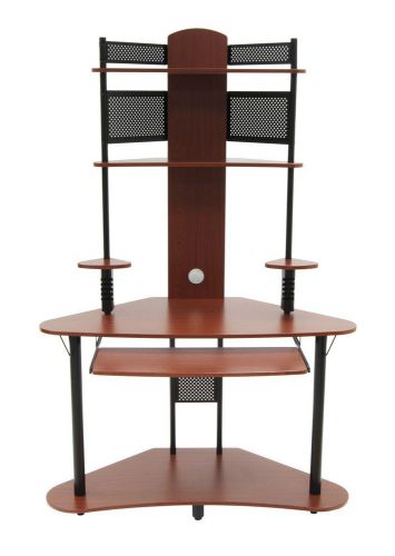 NEW Compact Computer Desk Furniture - Cherry/Black Home Office