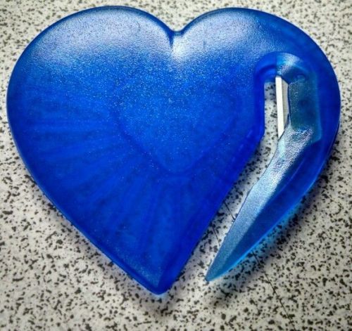 HEART SHAPED LETTER OPENER blue party favor /ADVERTISING COMPANY PICNIC
