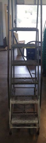 6 step warehouse safety ladder w/ rolling wheels - Rolling stairs