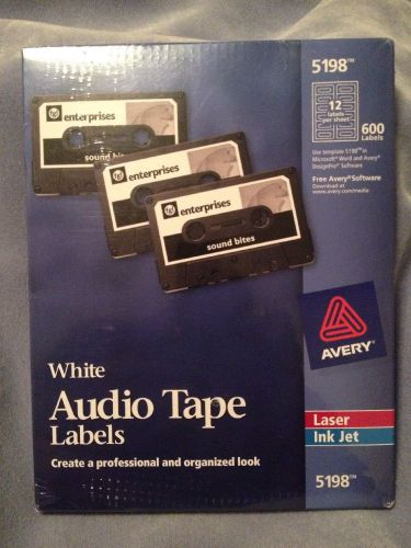 Avery White Audio Cassette Tape Lables Inkjet Printer 5198 Sealed NEW!!!