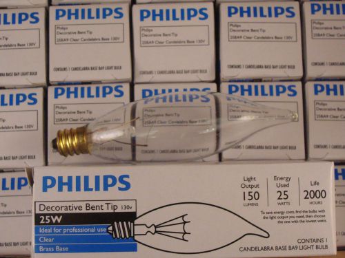 New 25 Overstock Philips 818972 BC-25BA9C/CL BA9 Decor Torpedo Light Bulbs