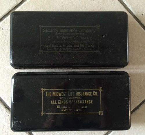 (2) VINTAGE INSURANCE COMPANY PETTY CASH BOXES-SECURITY &amp; MIDWESTc.Early 1900&#039;s