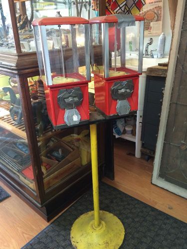 Vintage Double Bulk Vending Machine and Stand