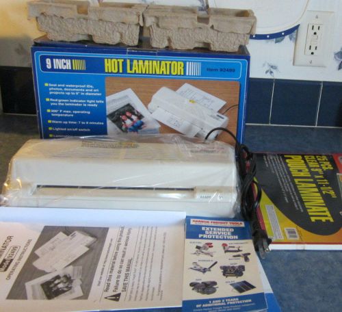 NEW 9&#034; Hot Laminator MODEL 92499 WITH A BOX OFGORDON POUCH LAMINATE SHEETS